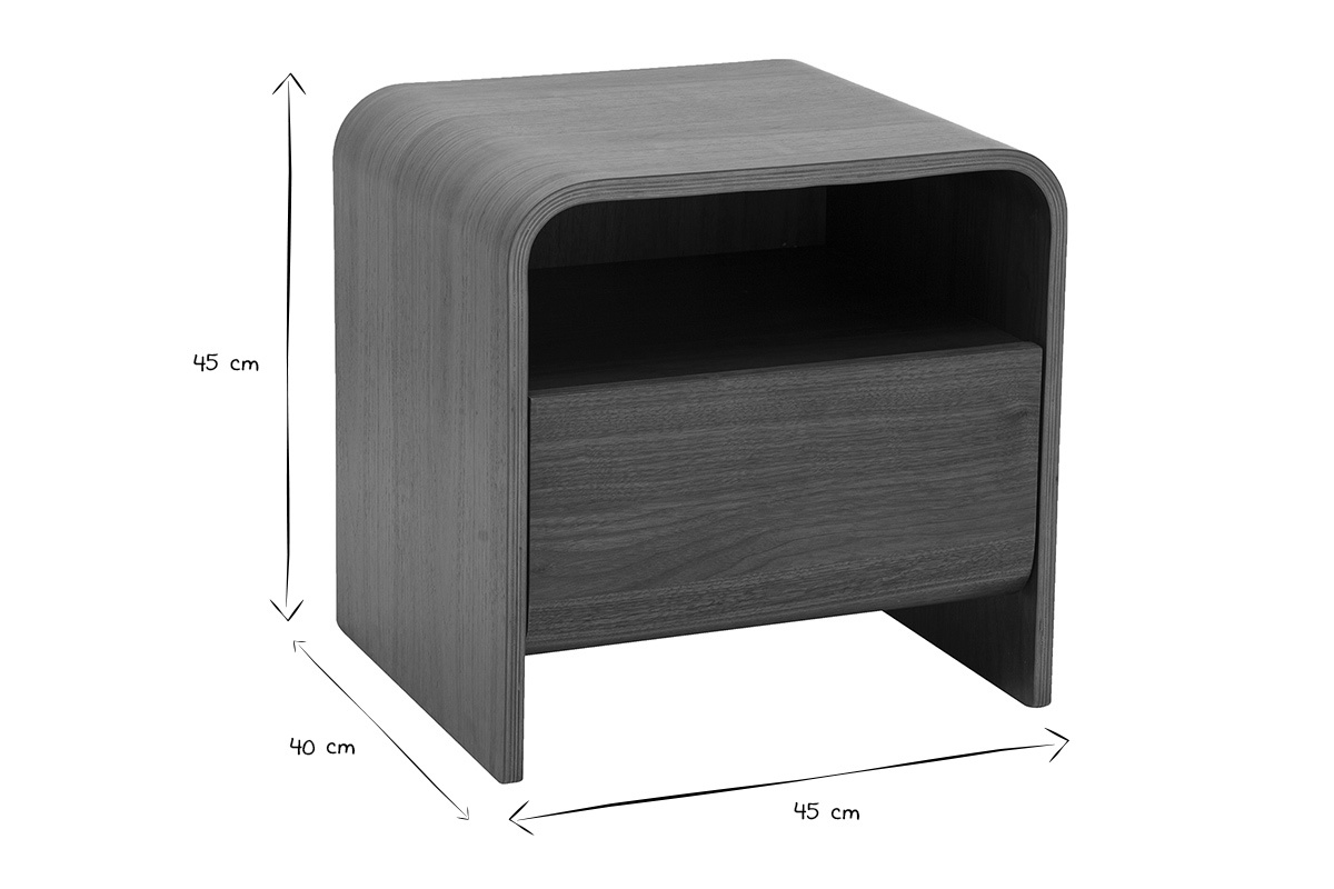 Table de chevet avec tiroir en bois fonc� noyer KYLIA
