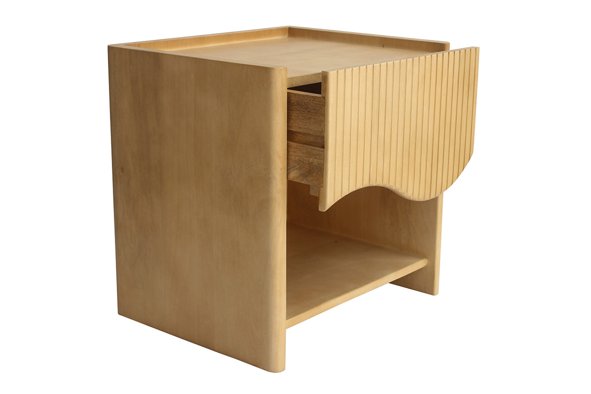 Table de chevet avec tiroir en bois manguier massif NEREA