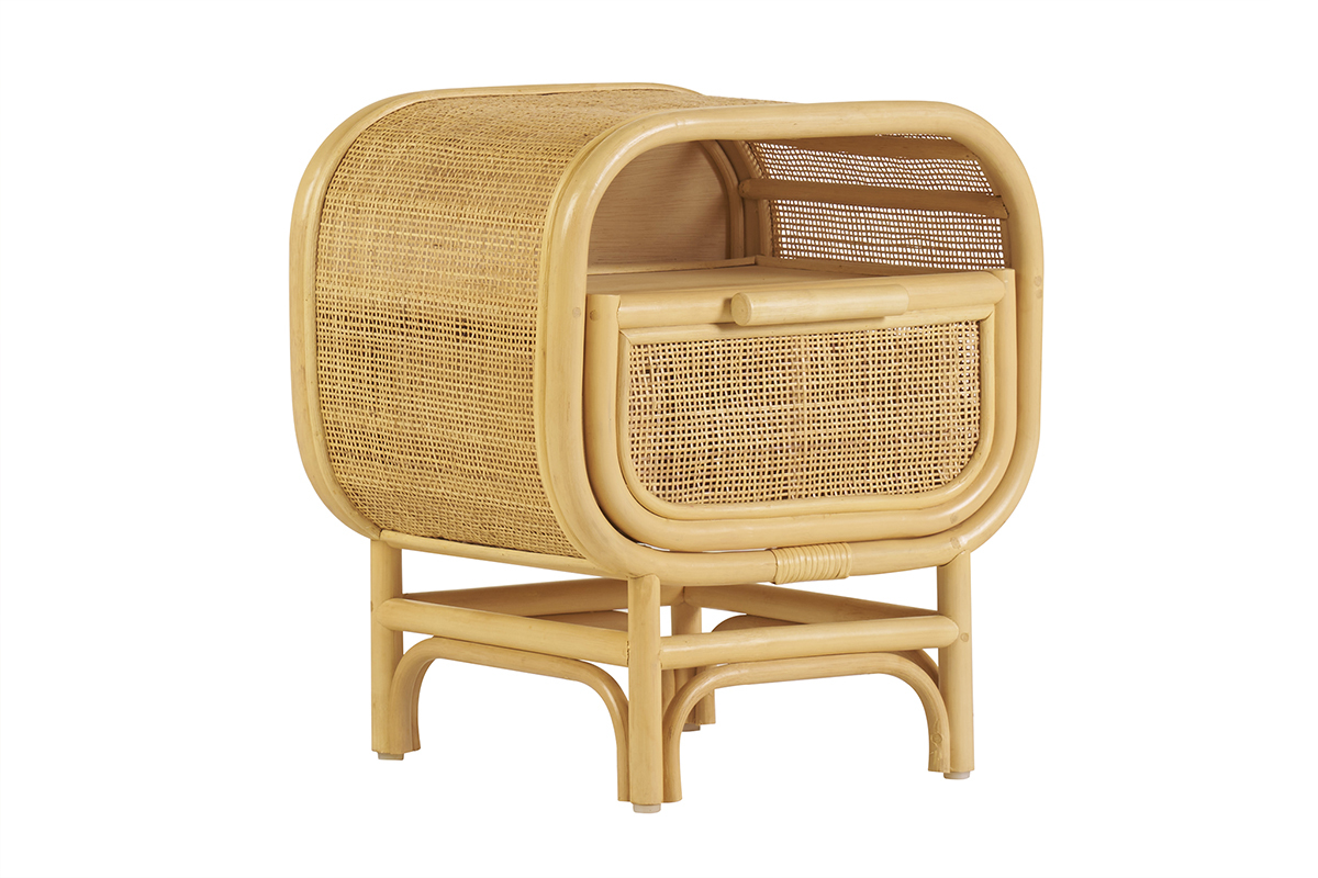 Table de chevet avec tiroir en rotin L45 cm LUWAK