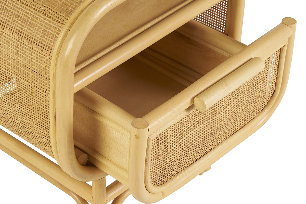 Table de chevet avec tiroir en rotin L45 cm LUWAK