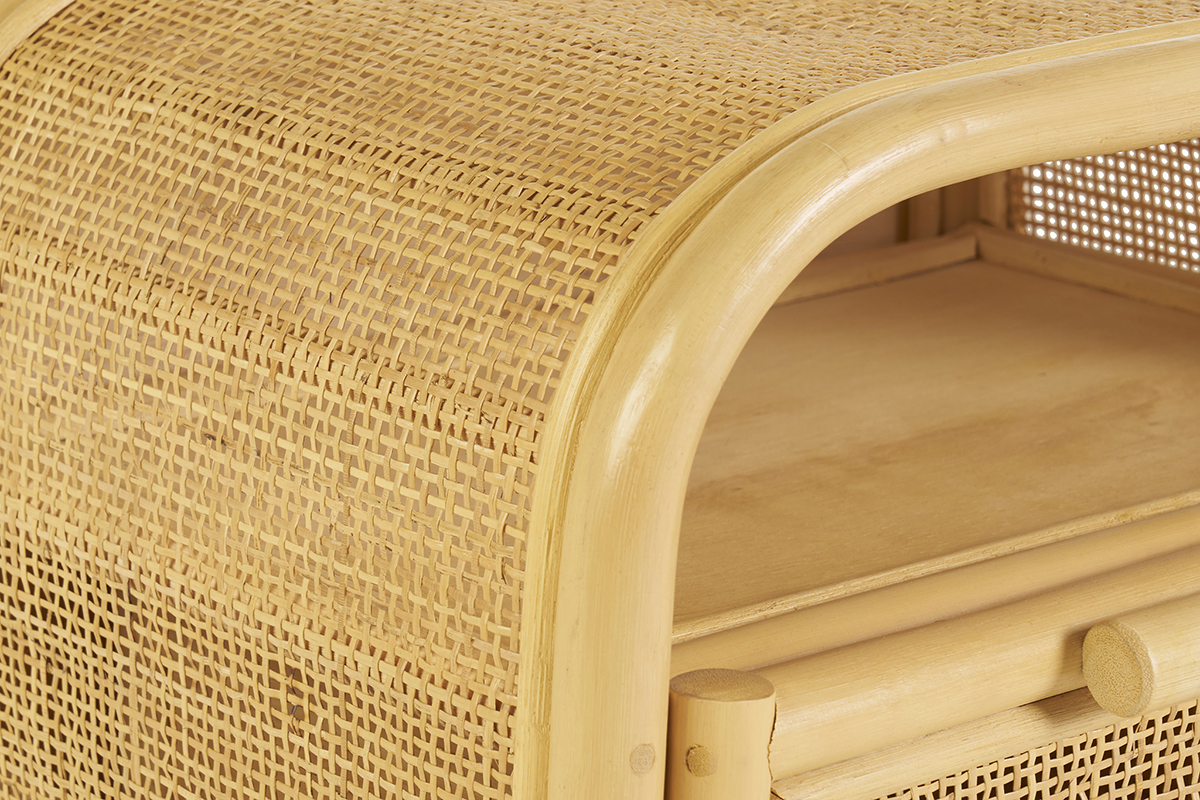 Table de chevet avec tiroir en rotin L45 cm LUWAK