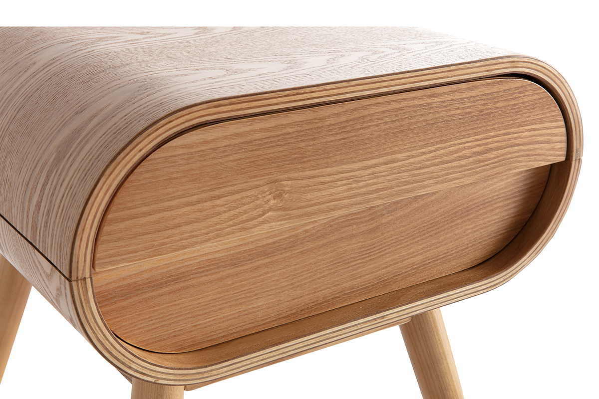 Table de chevet avec tiroir vintage bois clair (lot de 2) BJORG