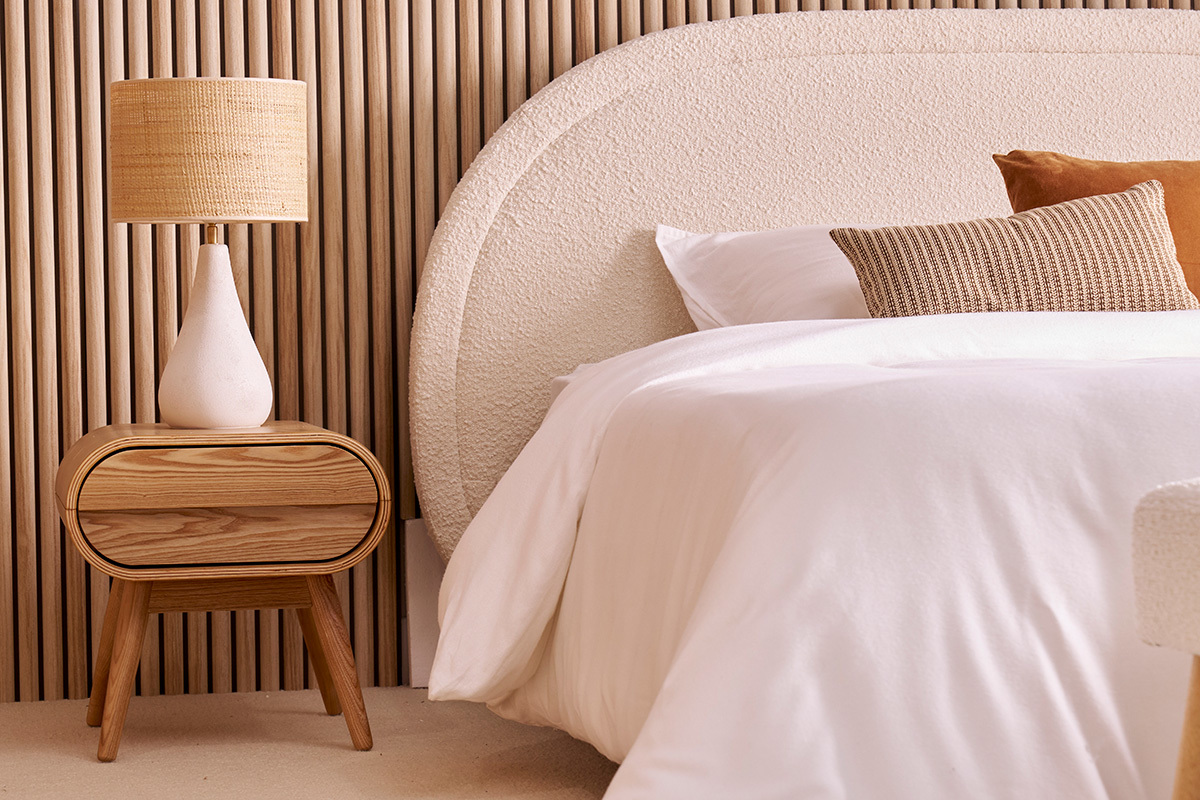 Table de chevet avec tiroir vintage bois clair (lot de 2) BJORG