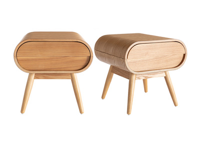 Table de chevet avec tiroir vintage bois clair (lot de 2) BJORG