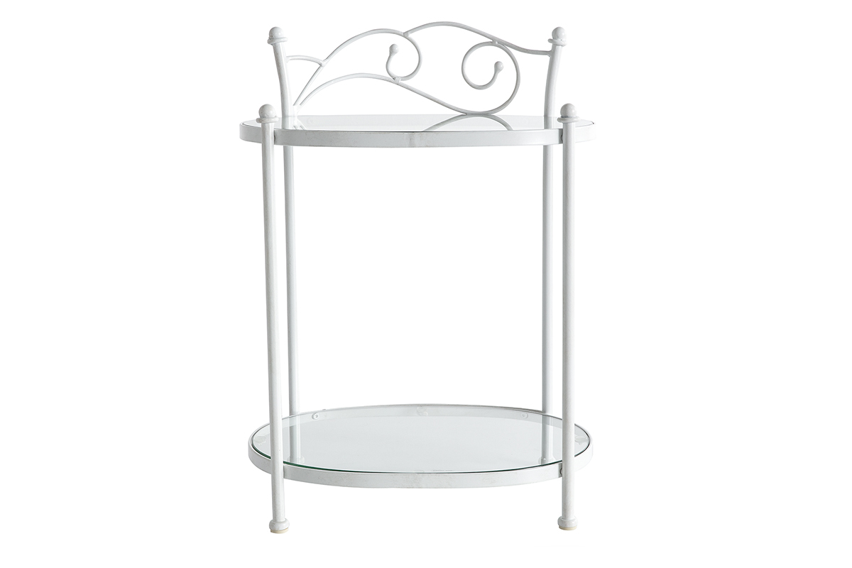 Table de chevet  baroque blanche m�tal VENEZIA