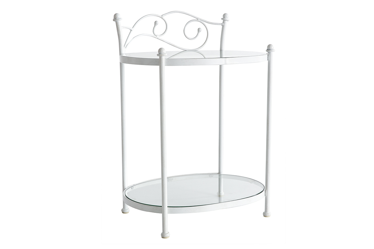 Table de chevet  baroque blanche m�tal VENEZIA