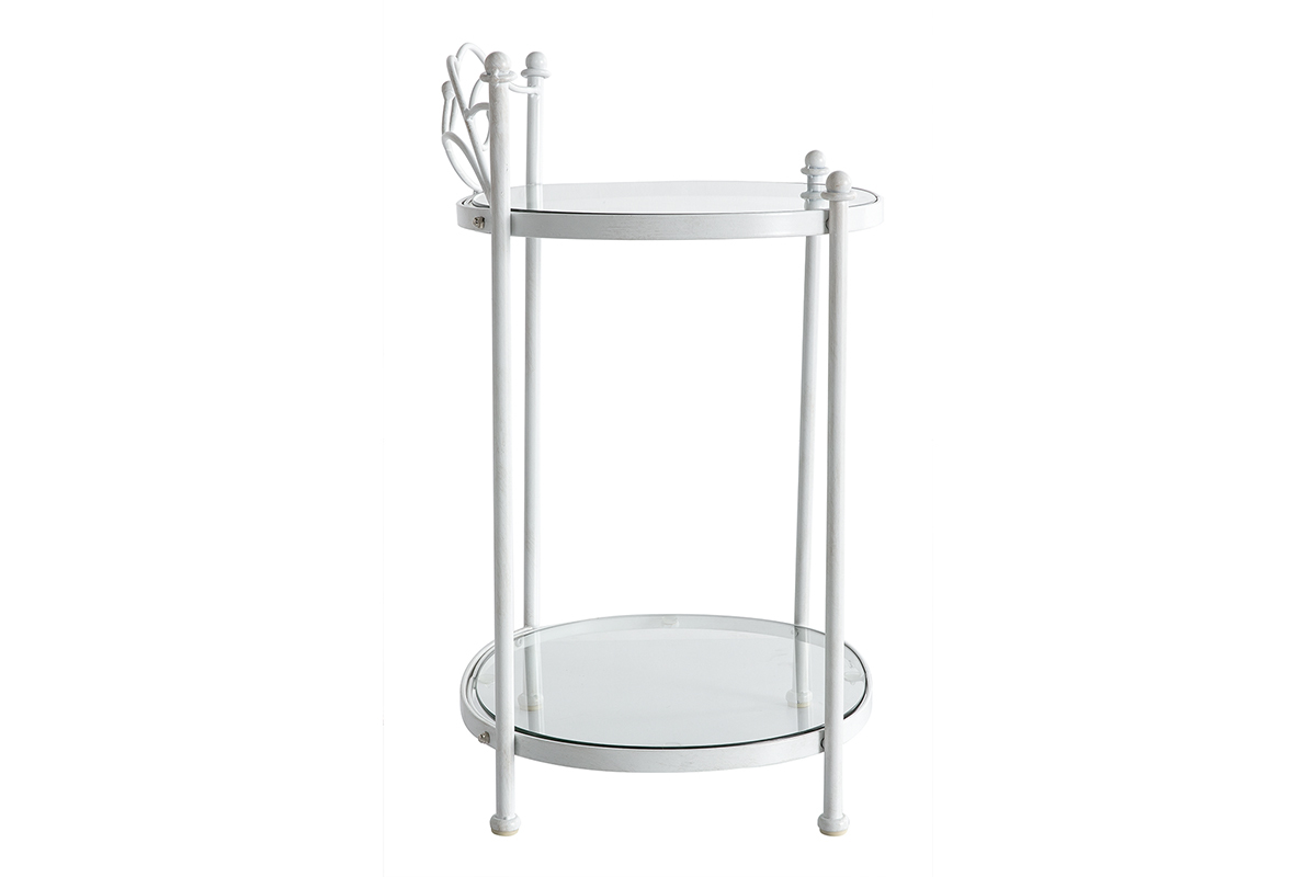 Table de chevet  baroque blanche m�tal VENEZIA