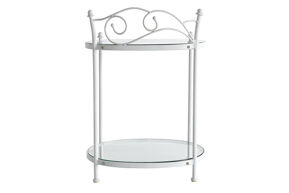 Table de chevet  baroque blanche m�tal VENEZIA