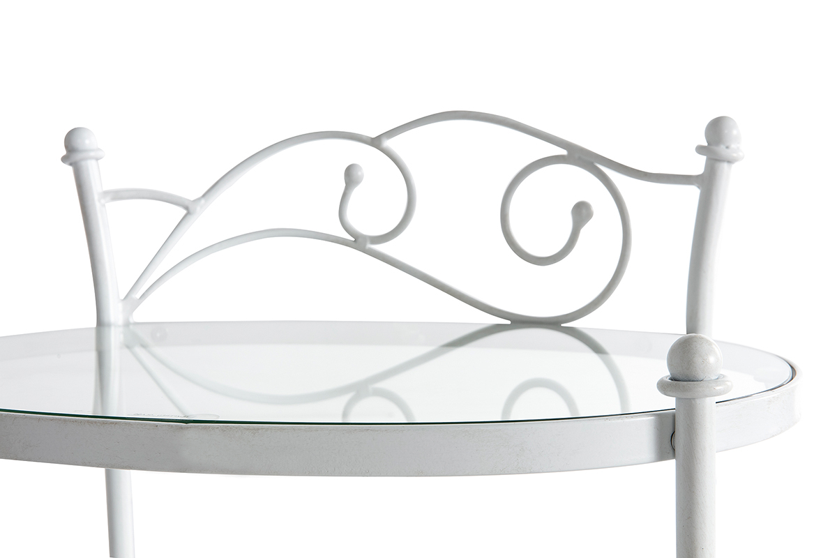 Table de chevet  baroque blanche m�tal VENEZIA