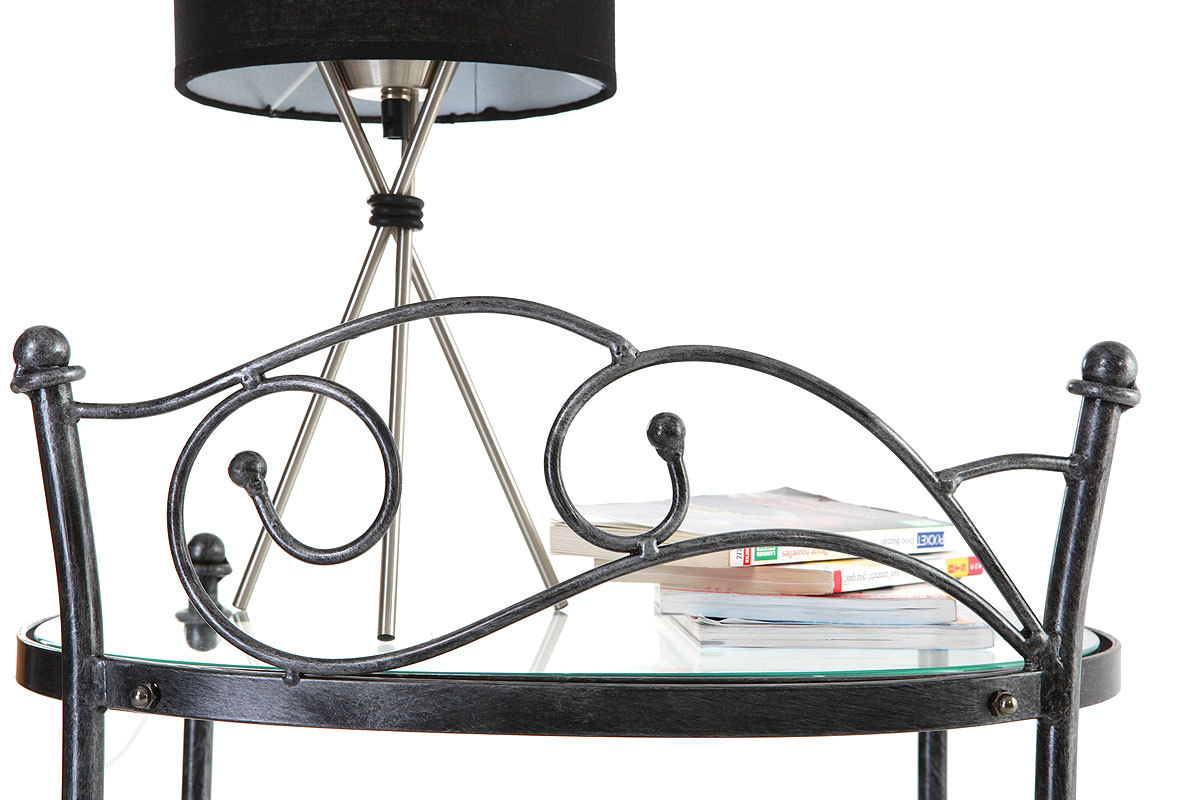 Table de chevet  baroque noire m�tal VENEZIA