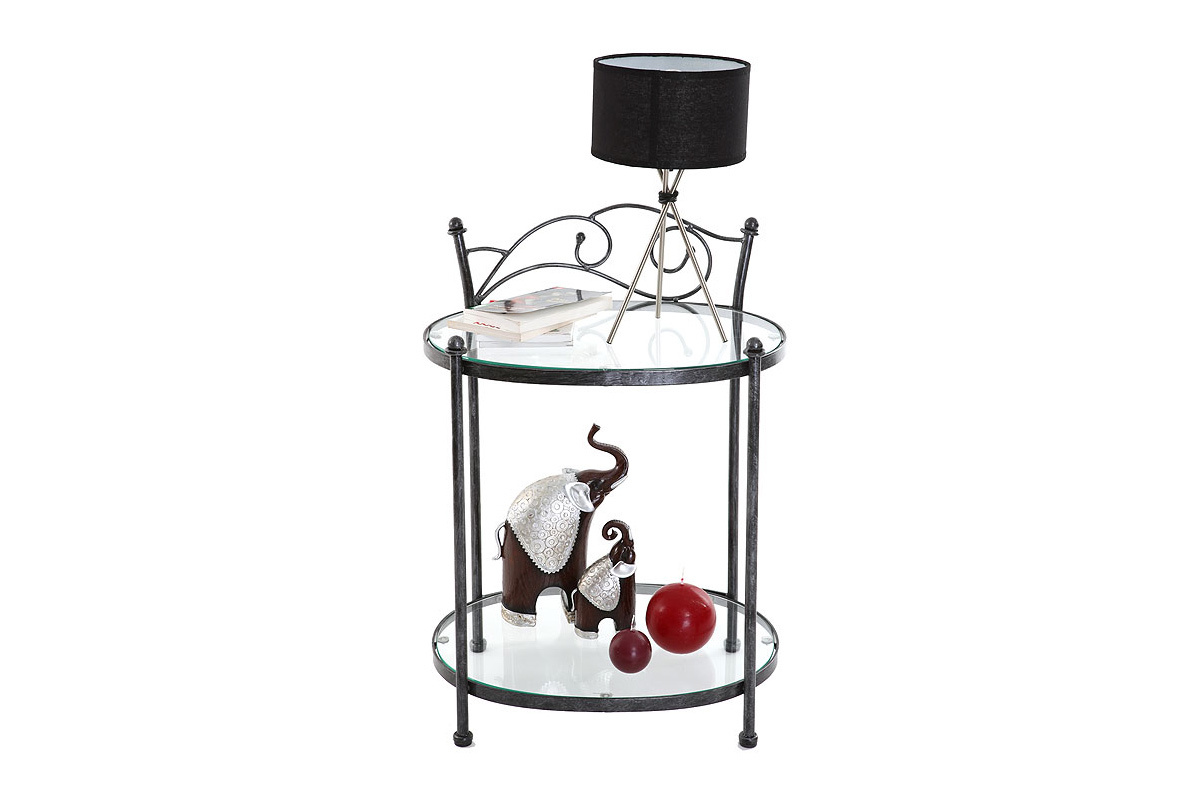 Table de chevet  baroque noire m�tal VENEZIA
