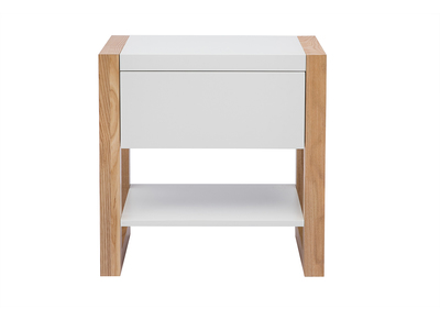 Table de chevet blanc et ch&ecirc;ne ARMEL
