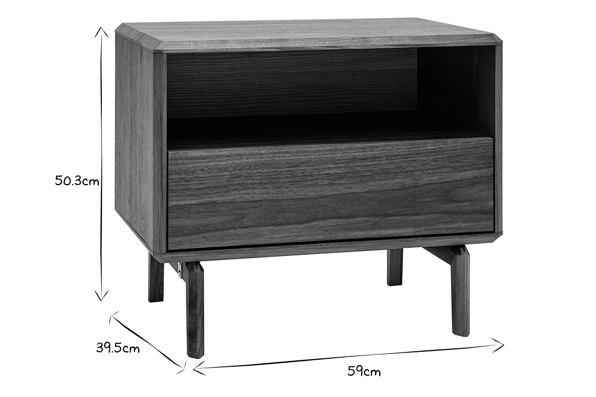 Table de chevet bois fonc noyer SUVA