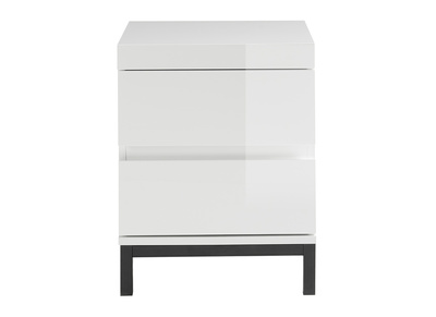 Table de chevet design 2 tiroirs blanc laqu&eacute; KOLL