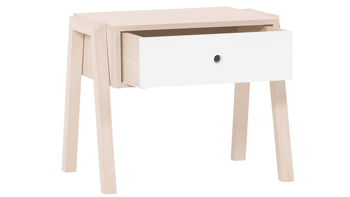 Table de chevet design bois et blanc EASY