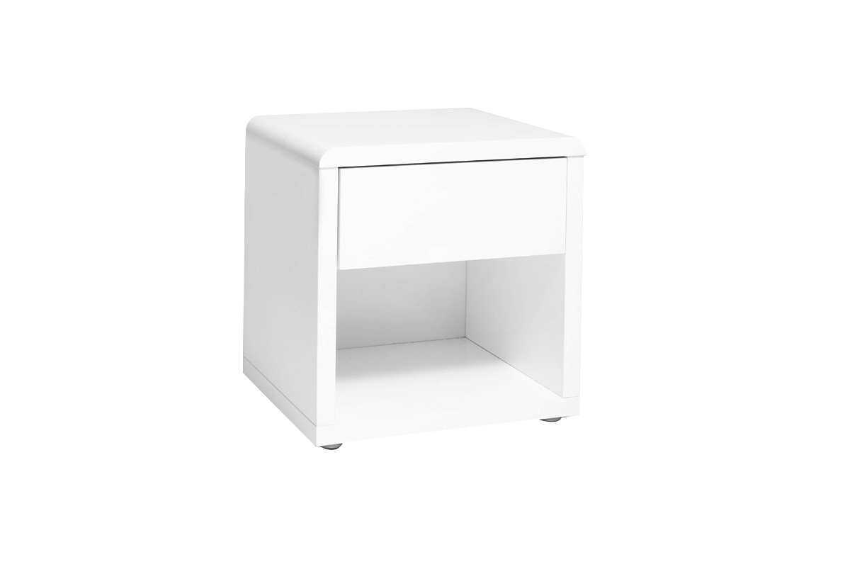 Table de chevet design laqu�e blanche ELIO