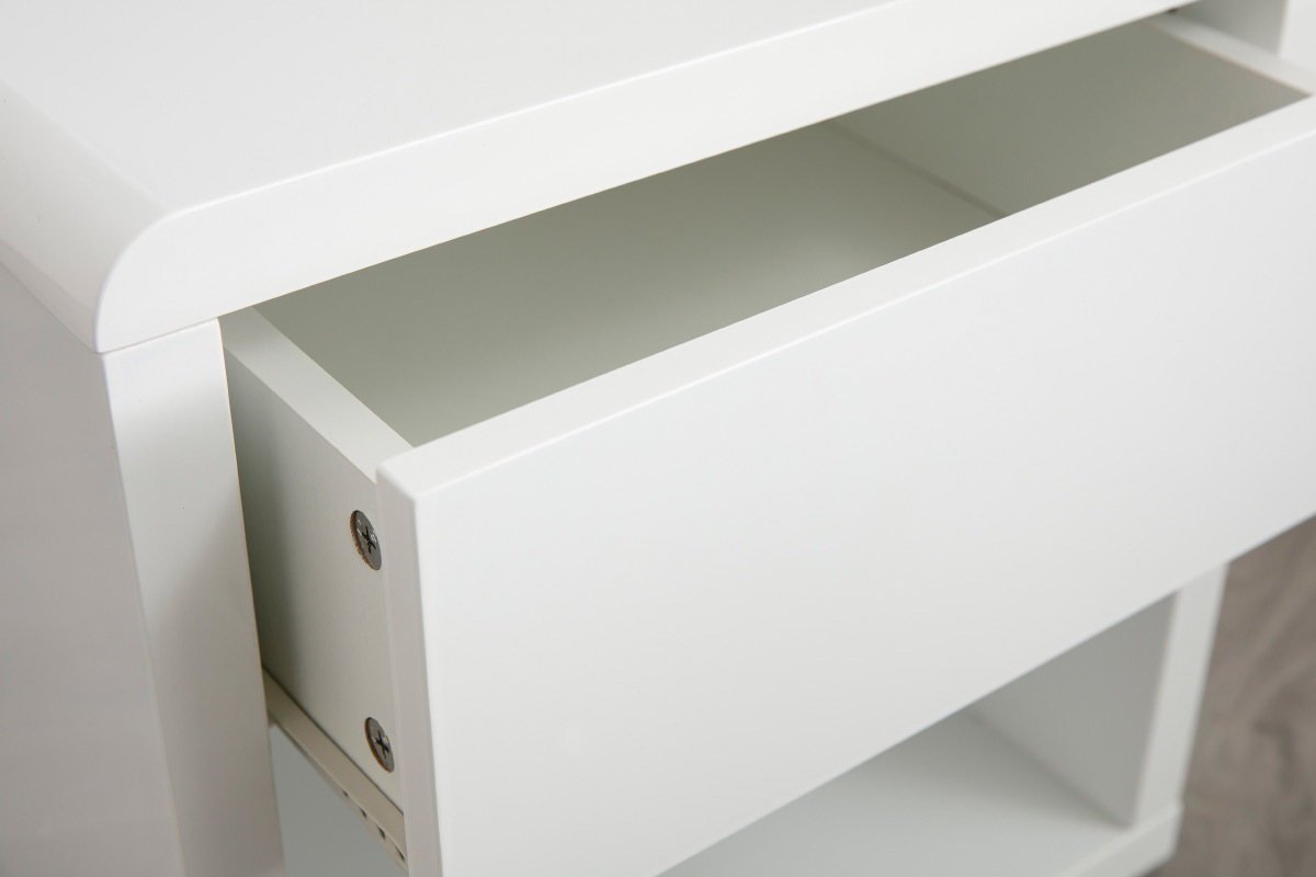 Table de chevet design laqu�e blanche ELIO