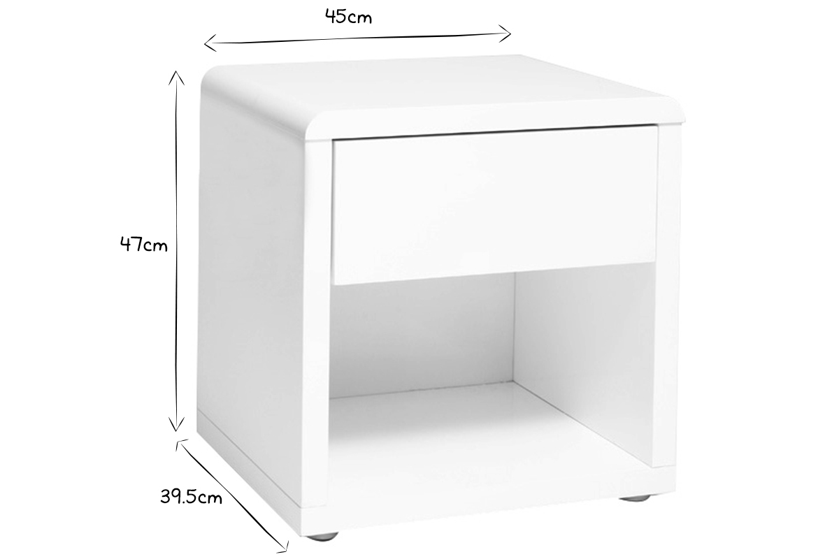 Table de chevet design laqu�e blanche ELIO