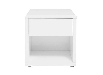 Table de chevet design laqu&eacute;e blanche ELIO