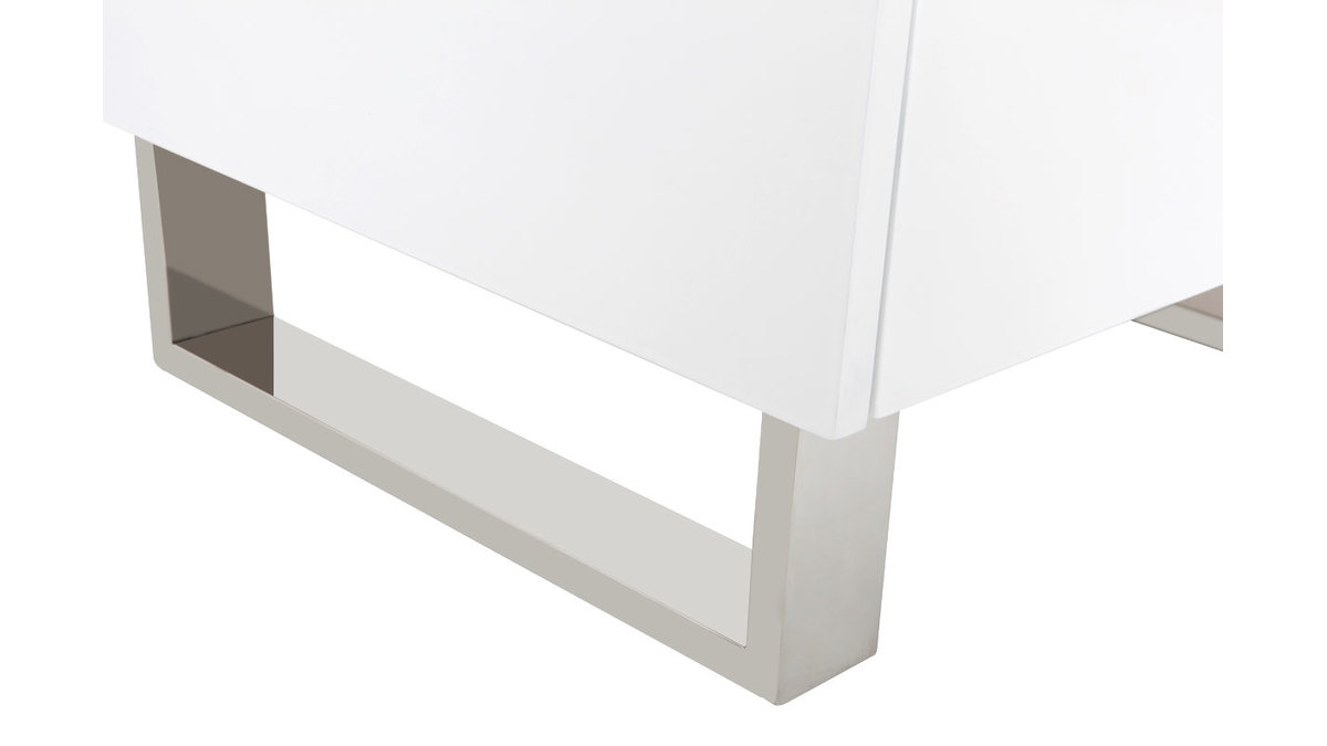 Table de chevet design laquée blanche HALIFAX