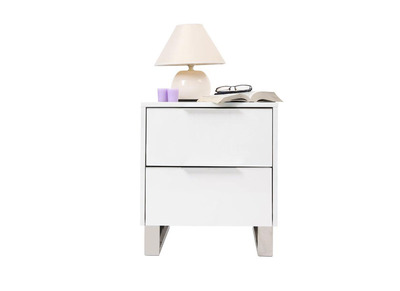 Table de chevet design laquée blanche HALIFAX - Table de chevet design laquée blanche HALIFAX