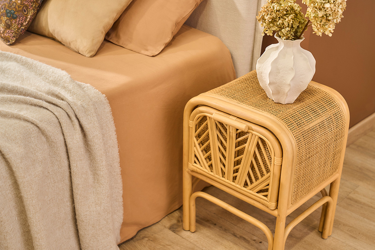 Table de chevet en rotin GALON