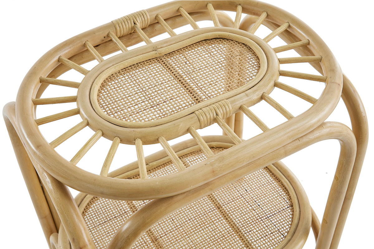 Table de chevet en rotin naturel et cannage L45 cm BOW