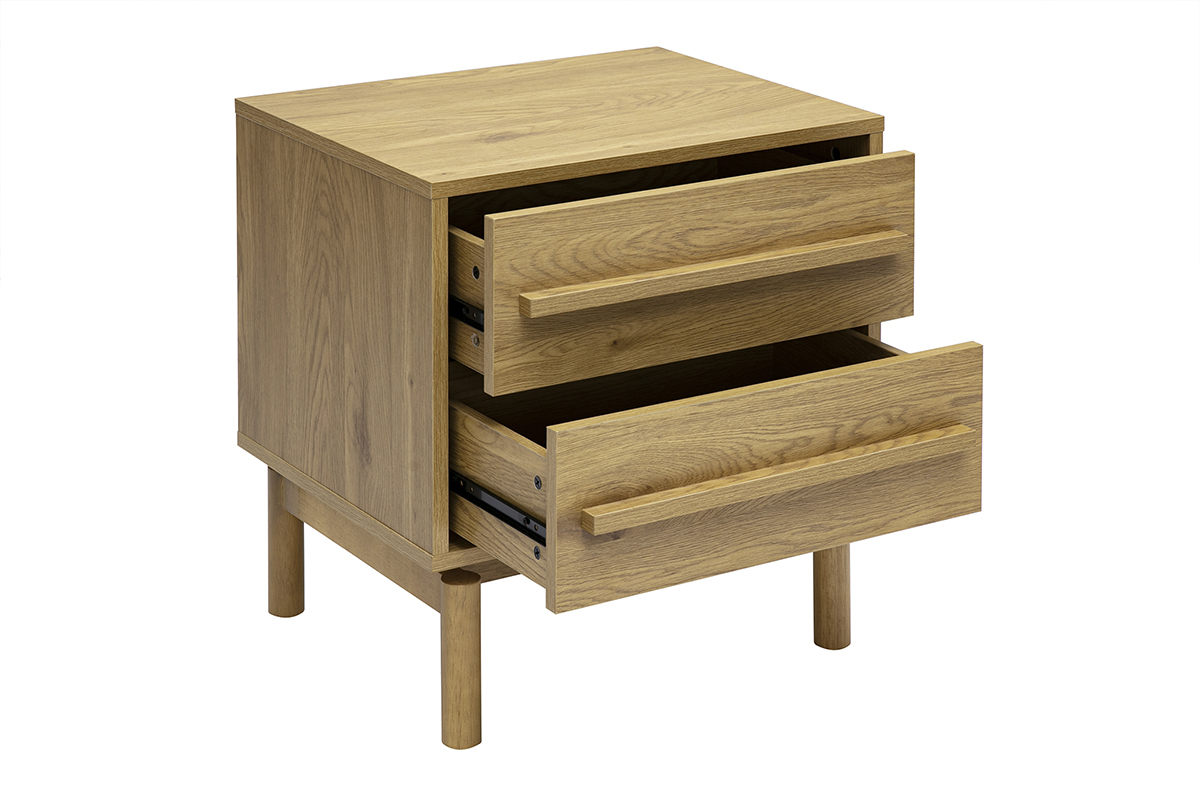 Table de chevet finition bois ch�ne 2 tiroirs L50 cm YSEULT