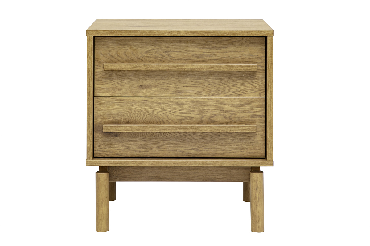 Table de chevet finition bois ch�ne 2 tiroirs L50 cm YSEULT