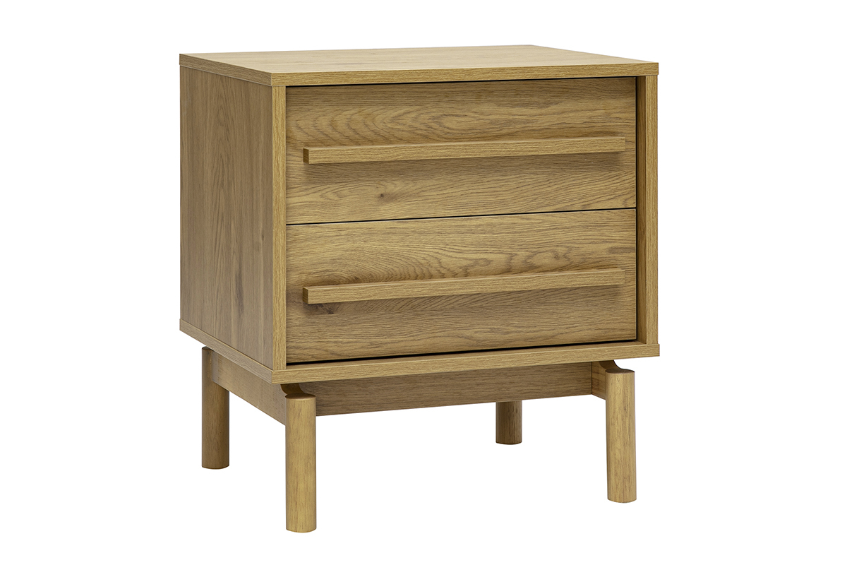 Table de chevet finition bois ch�ne 2 tiroirs L50 cm YSEULT