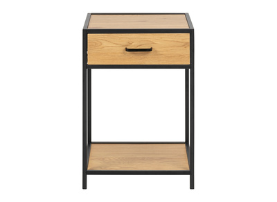 Table de chevet industrielle bois et m&eacute;tal noir TRESCA