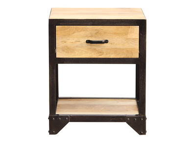 Table de chevet industrielle en manguier massif INDUSTRIA