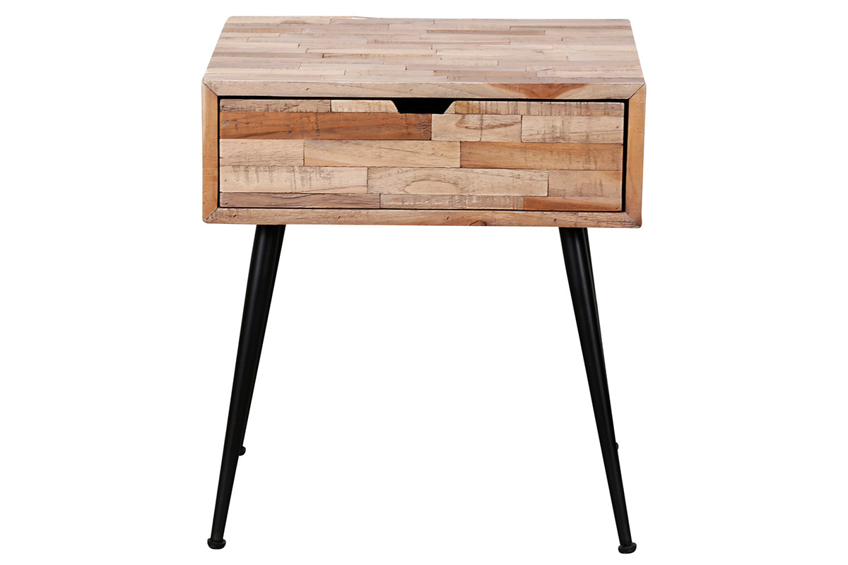 Table de chevet industrielle en teck PATTY