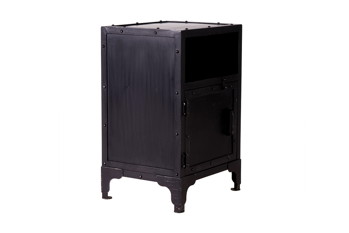 Table de chevet industrielle m�tal noir FACTORY