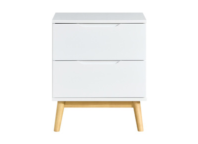 Table de chevet scandinave blanc et bois 2 tiroirs FELIX