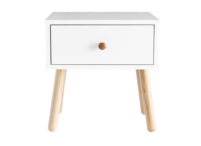 Table de chevet scandinave blanc et bois NEA - Table de chevet scandinave blanc et bois NEA