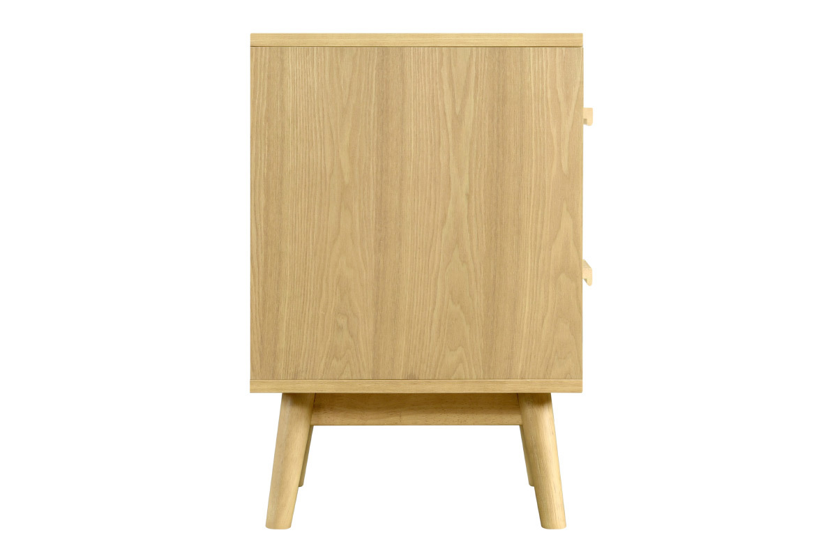 Table de chevet scandinave bois clair et blanc 2 tiroirs TALIA