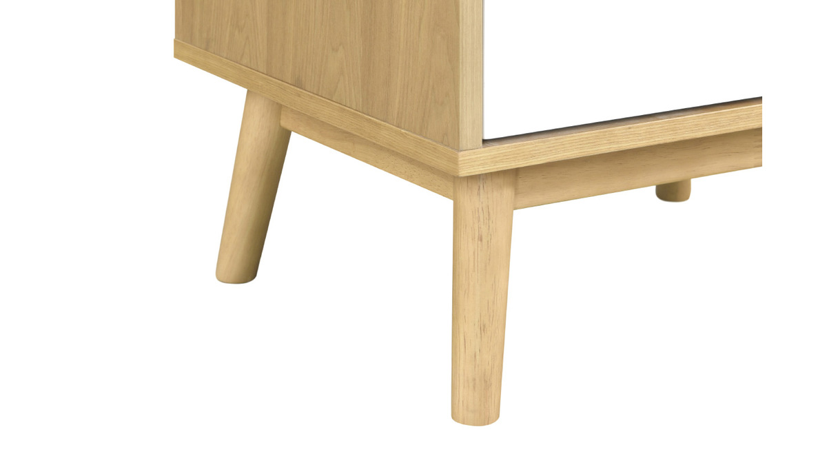 Table de chevet scandinave bois clair et blanc 2 tiroirs TALIA