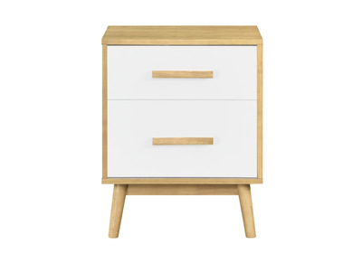 Table de chevet scandinave bois clair et blanc 2 tiroirs TALIA