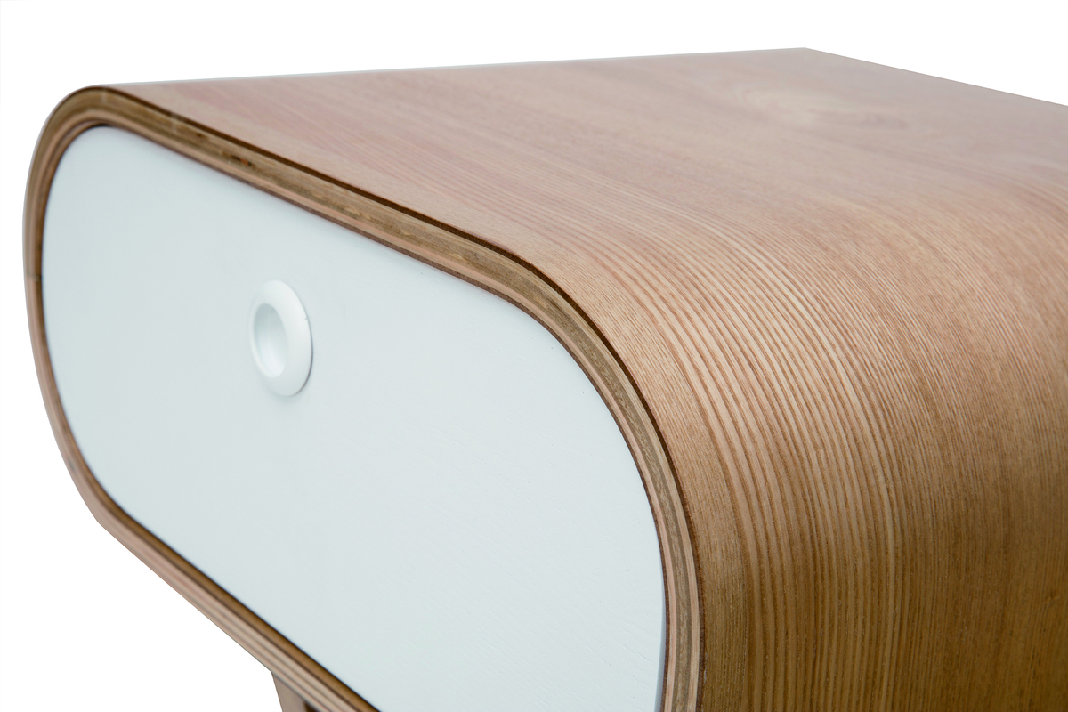 Table de chevet scandinave fr�ne et blanc (droite) KYOTO