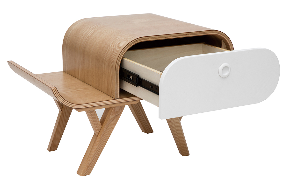 Table de chevet scandinave frne et blanc (gauche) KYOTO