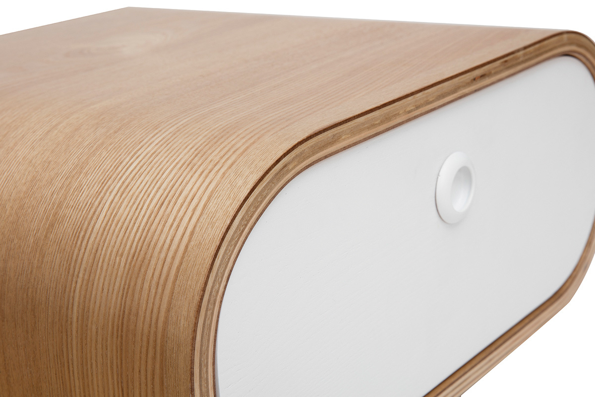Table de chevet scandinave frne et blanc (gauche) KYOTO