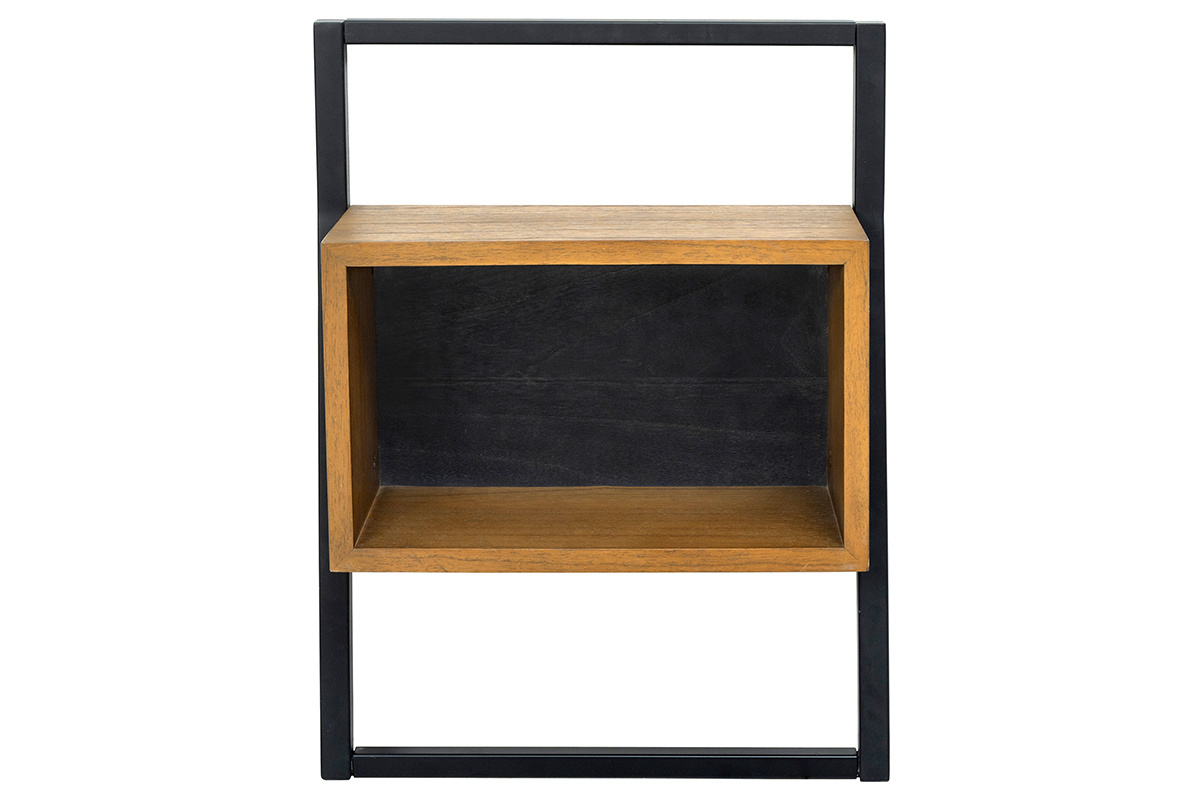 Table de chevet vintage bois et mtal noir SERAH