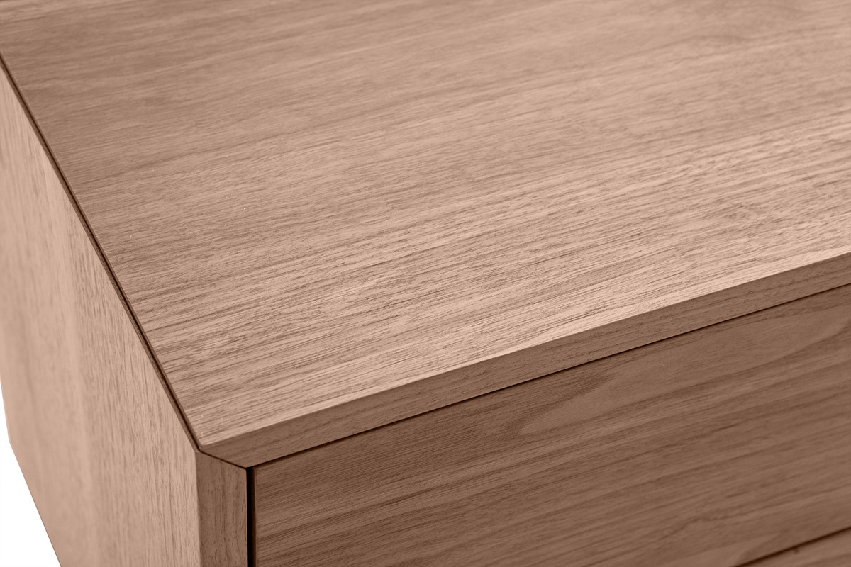 Table de chevet vintage bois fonc noyer et mtal MANNY