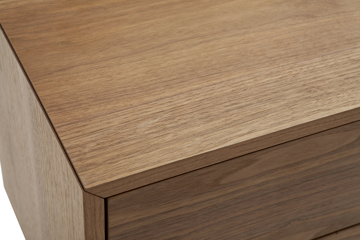 Table de chevet vintage bois fonc� noyer et m�tal MANNY