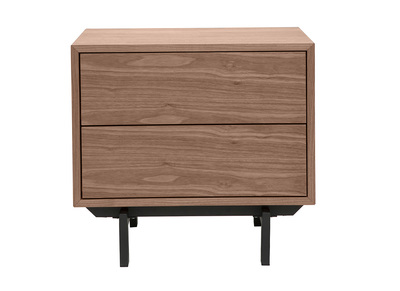 Table de chevet vintage bois foncé noyer et métal MANNY