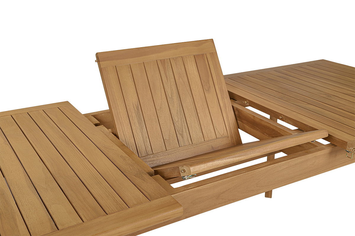 Table de jardin extensible en bois teck massif L160-210 cm LOMBOK
