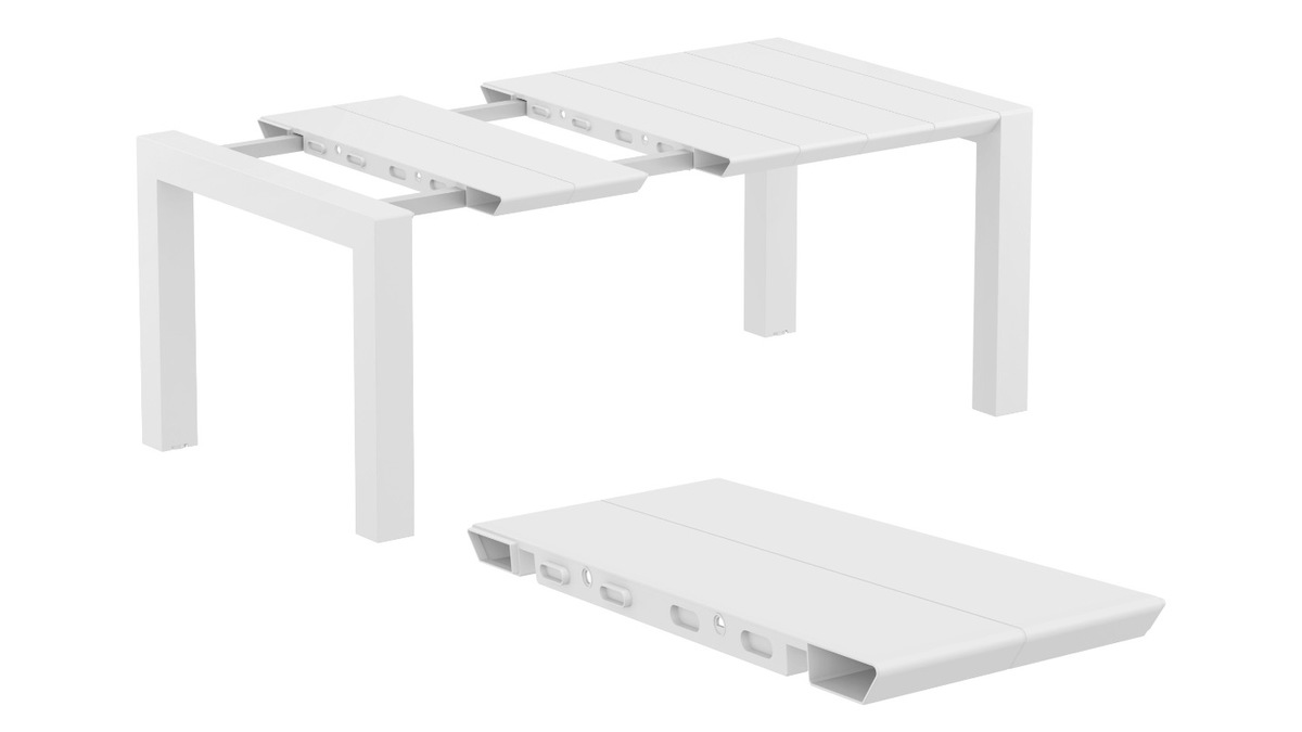 Table extensible d'extrieur blanche L100-140 cm PRIMAVERA