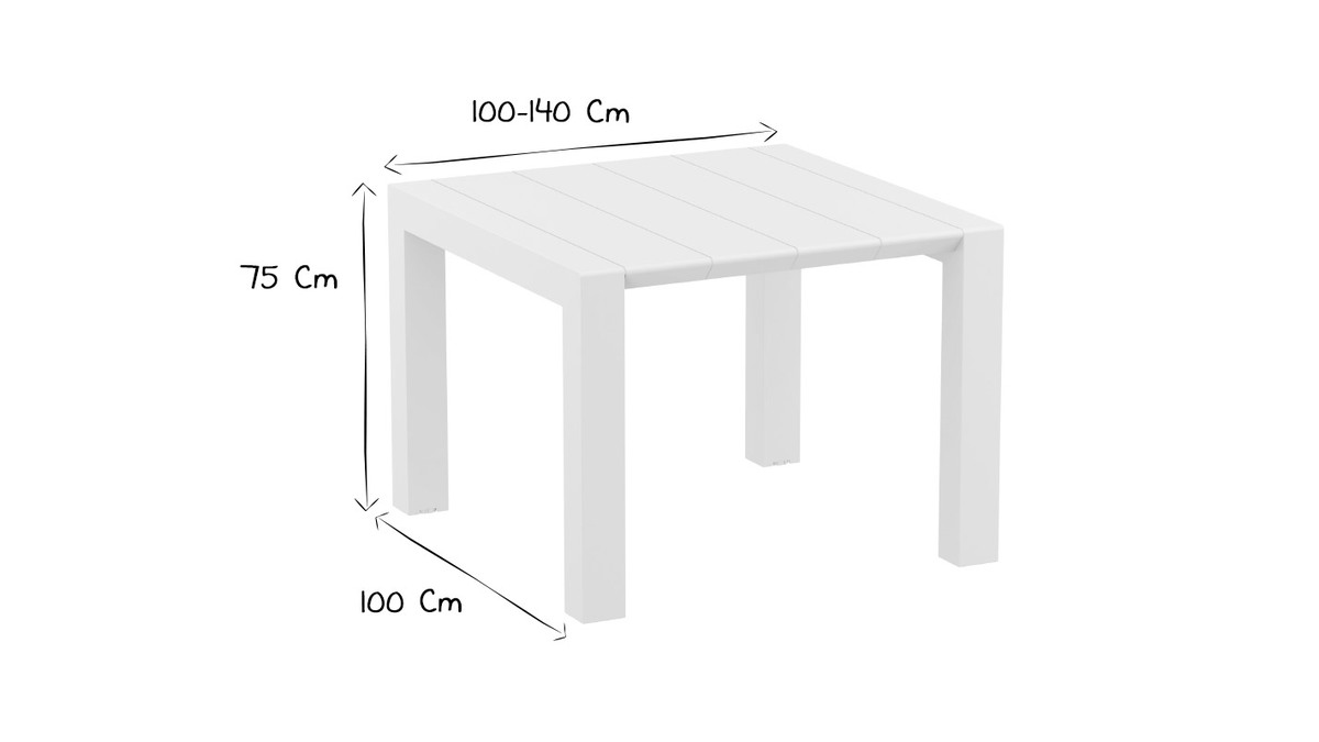 Table extensible d'extrieur blanche L100-140 cm PRIMAVERA