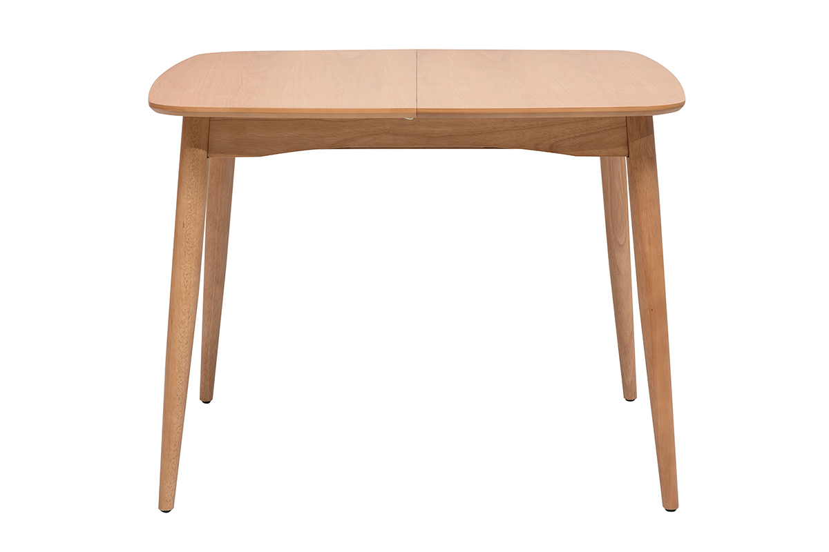 Table extensible rallonges int�gr�es carr�e en bois clair ch�ne L100-140 cm HELMA